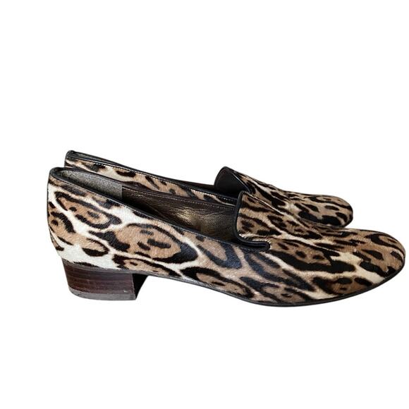 Stuart Weitzman Pony Hair Leather Leopard Animal Print Loafers size 7.5 - Picture 2 of 11